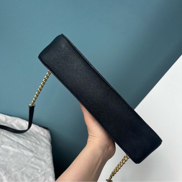 MICHAEL KORS Black Leather Saffiano Camera Bag Crossbody Chain Jet Set - Picture 6 of 9